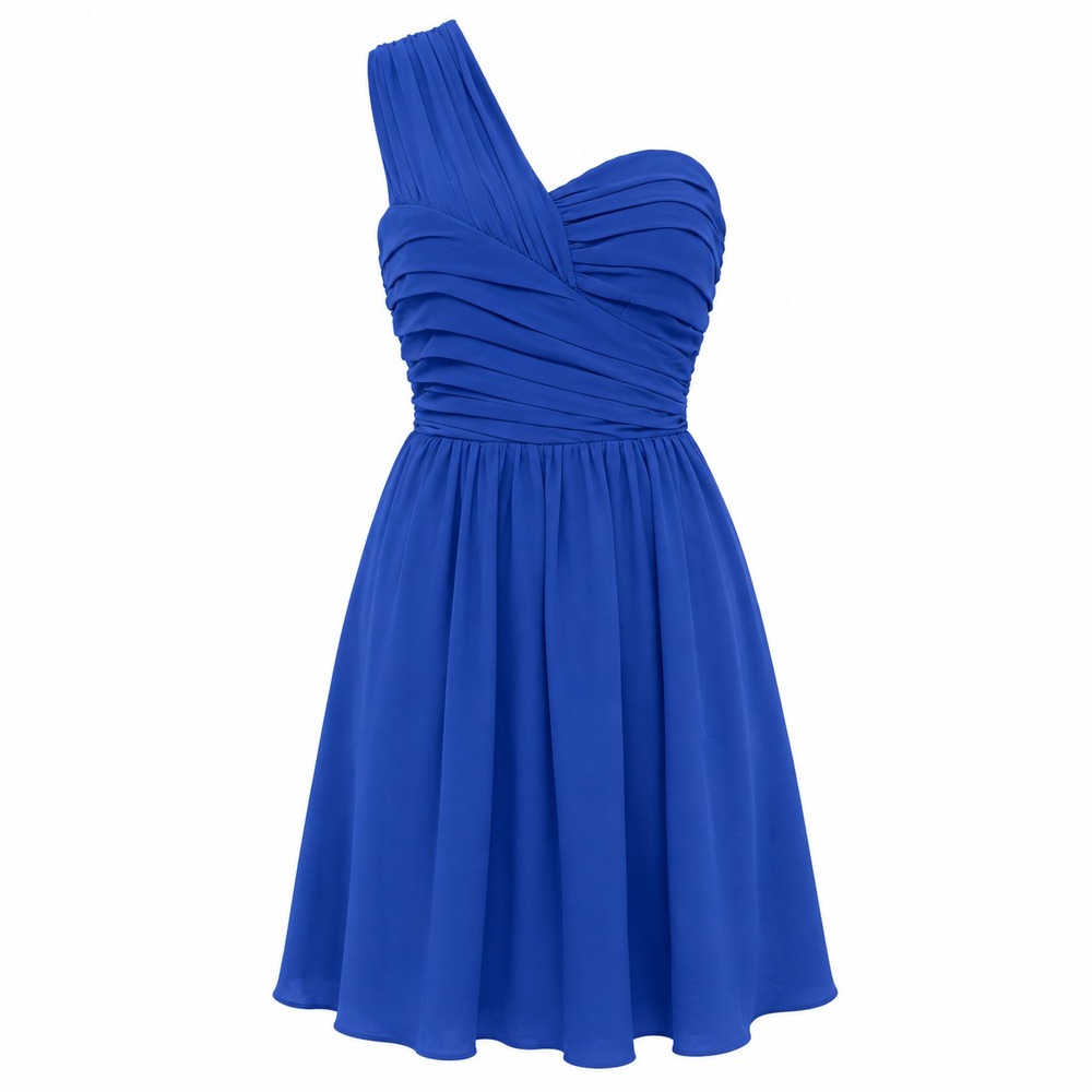 Y2K Express One Shoulder Party Mini Dress Women Sz 4 Coquette Colbalt Blue HOCO